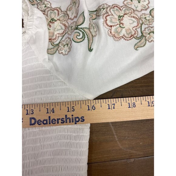 Lucky Brand Womens Embroidered Long Sleeve Peasant Top L Modal & Polyester Blend - Picture 8 of 8